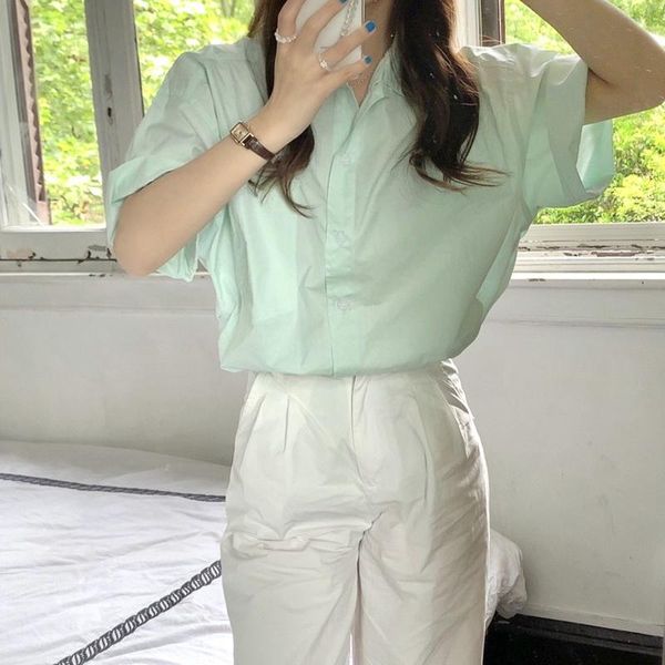 women's blouses & shirts alien kitty 2021 summer elegance short sleeves loose office single breasted chic all match lady fashion, White
women's blouses & shirts alien kitty 2021 summer elegance short sleeves loose office single breasted chic all match lady fashion, White