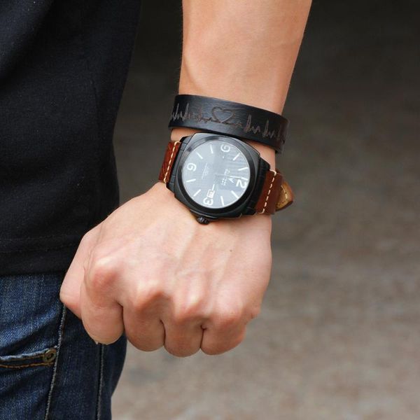 charm bracelets creative european and american fashion real leather bracelet ecg trend heartbeat male female couple birthday gift, Golden;silver
charm bracelets creative european and american fashion real leather bracelet ecg trend heartbeat male female couple birthday gift, Golden;silver