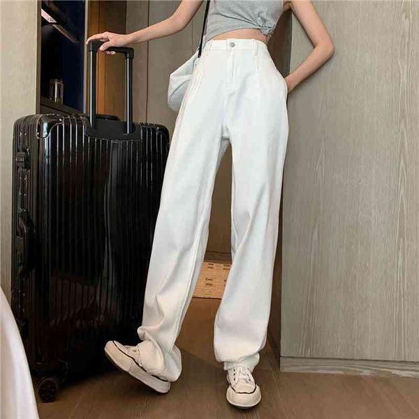 white high waist wide leg womens jeans clothing leisure black streetwear vintage harajuku all match full length pants, Blue
white high waist wide leg womens jeans clothing leisure black streetwear vintage harajuku all match full length pants, Blue