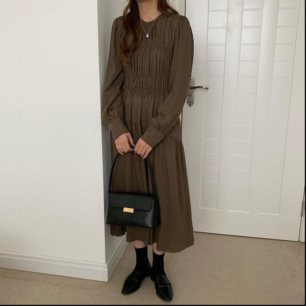 Women Dress Autumn Vintage Korean Style Elegant Minimalist Long Sleeve Solid Dresses Female Vestidos, Black;gray
Women Dress Autumn Vintage Korean Style Elegant Minimalist Long Sleeve Solid Dresses Female Vestidos, Black;gray