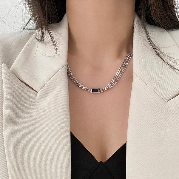 punk chic geometric black rectangle rhinestone thick metal chain necklace for women girls chocker party jewelry gifts chains, Silver
punk chic geometric black rectangle rhinestone thick metal chain necklace for women girls chocker party jewelry gifts chains, Silver
