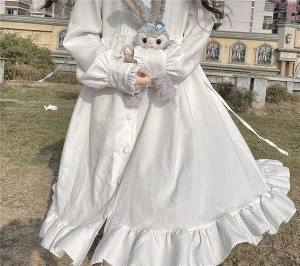 long sleeve womens dresses spring autumn women dress peter pan collar white bag princess party japanese lolita style cute kawaii, Black;gray
long sleeve womens dresses spring autumn women dress peter pan collar white bag princess party japanese lolita style cute kawaii, Black;gray