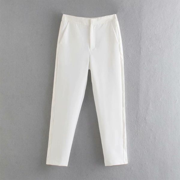 women's pants & capris 2021 za women fashion side pockets slim vintage high waist zipper canonicals style female trousers mujer, Black;white
women's pants & capris 2021 za women fashion side pockets slim vintage high waist zipper canonicals style female trousers mujer, Black;white