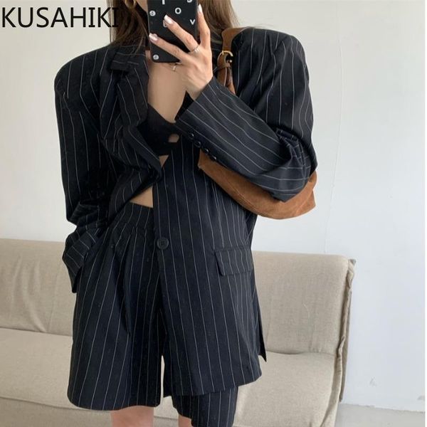 women's tracksuits kusahiki korean elegant striped short sets causal long sleeve blazer coat + high waist wide leg suit shorts women ou, Gray
women's tracksuits kusahiki korean elegant striped short sets causal long sleeve blazer coat + high waist wide leg suit shorts women ou, Gray