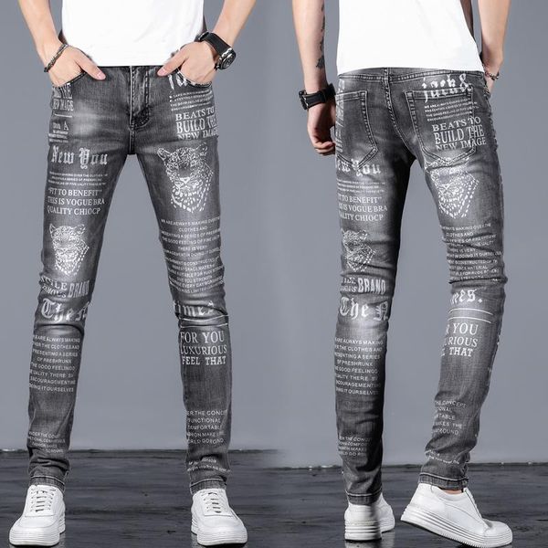 men's jeans letter mens leopard print spaper painted fashion men black hip hop trousers skinny casual stretch cotton denim pants, Blue
men's jeans letter mens leopard print spaper painted fashion men black hip hop trousers skinny casual stretch cotton denim pants, Blue