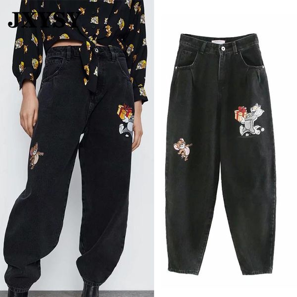 women's jeans jxysy women england style high street vintage cartoon cat and mouse print waist female casual denim pants, Blue
women's jeans jxysy women england style high street vintage cartoon cat and mouse print waist female casual denim pants, Blue