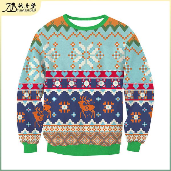 2021 autumn christmas clothes women's printed round neck sweater couple's clothes, Black
2021 autumn christmas clothes women's printed round neck sweater couple's clothes, Black