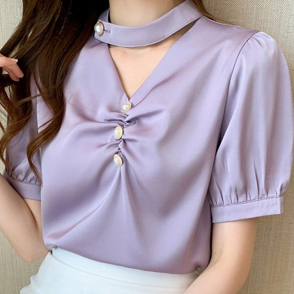 women's blouses & shirts summer women chiffon blouse shirt short sleeve beading v-neck blusas mujer de moda 2021 f95, White
women's blouses & shirts summer women chiffon blouse shirt short sleeve beading v-neck blusas mujer de moda 2021 f95, White