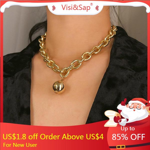 pendant necklaces visisap hyperbole thick chain for women short metal ball clavicle necklace gold color ol style party jewelry c2281, Silver
pendant necklaces visisap hyperbole thick chain for women short metal ball clavicle necklace gold color ol style party jewelry c2281, Silver