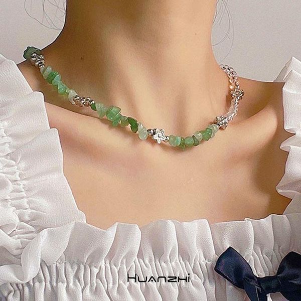 chokers huanzhi 2021 irregular green stone transparent bead star flowers splicing asymmetry choker necklace for women summer jewelry, Golden;silver
chokers huanzhi 2021 irregular green stone transparent bead star flowers splicing asymmetry choker necklace for women summer jewelry, Golden;silver
