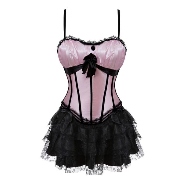 pink stripe overbust corset and dress cup and straps bustier lace skirt and satin body shaper lingerie, Black;white
pink stripe overbust corset and dress cup and straps bustier lace skirt and satin body shaper lingerie, Black;white