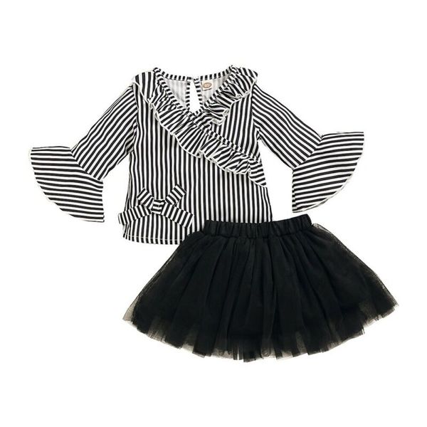 1-4y toddler kids baby girls clothes sets outfits ruffle long sleeve stripe shirt lace tutu skirts clothes, White
1-4y toddler kids baby girls clothes sets outfits ruffle long sleeve stripe shirt lace tutu skirts clothes, White