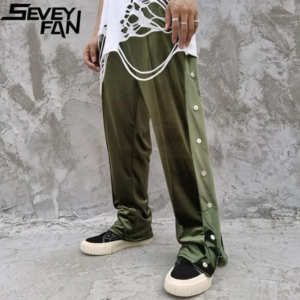 double side button silk jogger sweatpants men hi street elastic wasit loose harem trousers hip hop pants men's, Black 
double side button silk jogger sweatpants men hi street elastic wasit loose harem trousers hip hop pants men's, Black