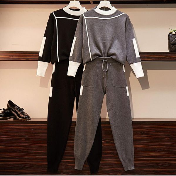two piece dress plus size women knitted 2 set casual sportsuit long sleeve pullover sweater+pant autumn winter 2pcs clothes tracksuit, White
two piece dress plus size women knitted 2 set casual sportsuit long sleeve pullover sweater+pant autumn winter 2pcs clothes tracksuit, White