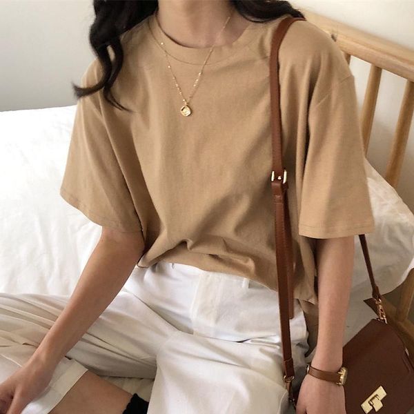women's t-shirt hzirip 2021 summer women t shirt soft short sleeve solid loose cotton t-shirts female casual student tees basic, White
women's t-shirt hzirip 2021 summer women t shirt soft short sleeve solid loose cotton t-shirts female casual student tees basic, White