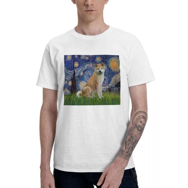 men's t-shirts starry night - akita inu graphic tee basic short sleeve t-shirt funny, White;black
men's t-shirts starry night - akita inu graphic tee basic short sleeve t-shirt funny, White;black