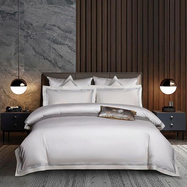 bedding sets white stripe embroider set luxury five-star el quality 600tc egyptian cotton duvet cover bed sheet linen pillowcases
bedding sets white stripe embroider set luxury five-star el quality 600tc egyptian cotton duvet cover bed sheet linen pillowcases