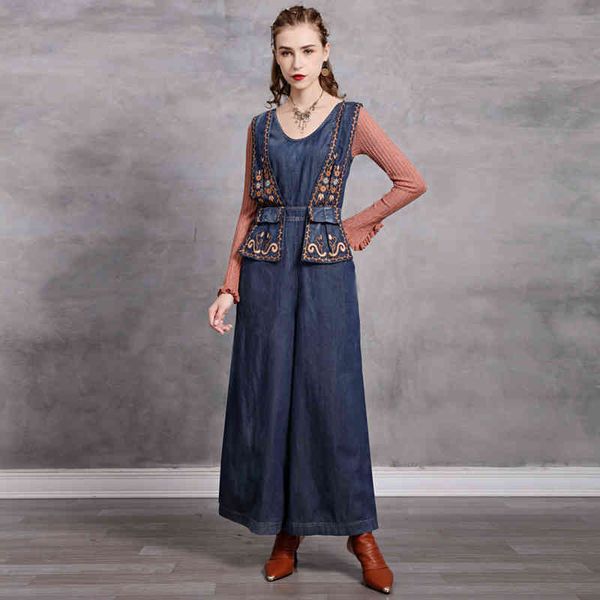 johnature women embroidery vintage jumpsuits sleeveless v-neck denim pockets autumn loose high waist jumpsuits 210521, Black;white
johnature women embroidery vintage jumpsuits sleeveless v-neck denim pockets autumn loose high waist jumpsuits 210521, Black;white