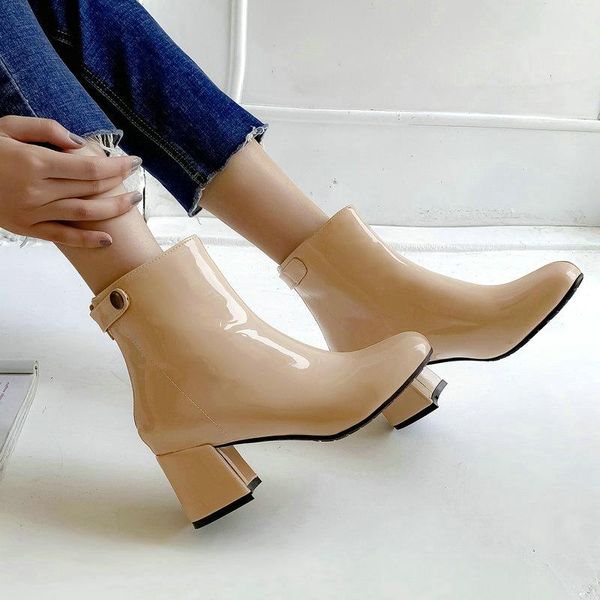 boots series patent leather women ankle square high heels round toe with zipper ladies short black beige shoe
boots series patent leather women ankle square high heels round toe with zipper ladies short black beige shoe