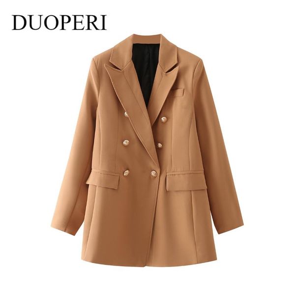 women's suits & blazers duoperi 2021 women fashion with pockets solid double breasted blazer notched neck long sleeve vintage female co, White;black
women's suits & blazers duoperi 2021 women fashion with pockets solid double breasted blazer notched neck long sleeve vintage female co, White;black