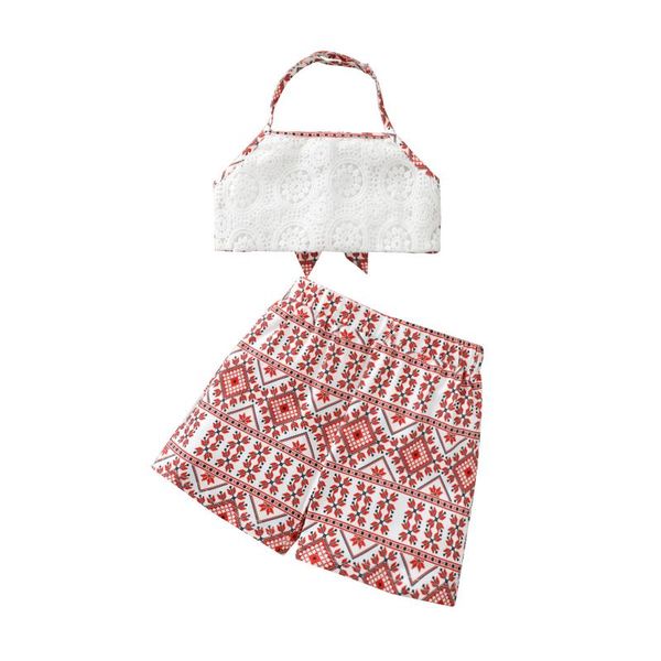 clothing sets 2pcs little girls outfit, summer children hanging neck backless sleeveless midriff-baring + bohemian style shorts set, White
clothing sets 2pcs little girls outfit, summer children hanging neck backless sleeveless midriff-baring + bohemian style shorts set, White