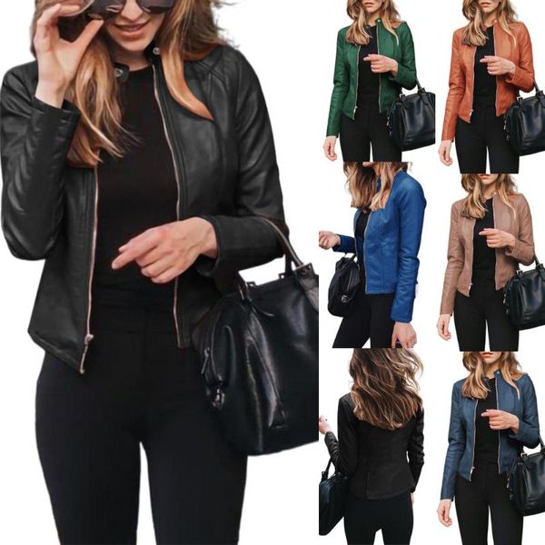 women's leather & faux autumn solid color jackets for women 2021 long sleeve stand-up collar zipper overcoat cardigan short thin pu coa, Black
women's leather & faux autumn solid color jackets for women 2021 long sleeve stand-up collar zipper overcoat cardigan short thin pu coa, Black