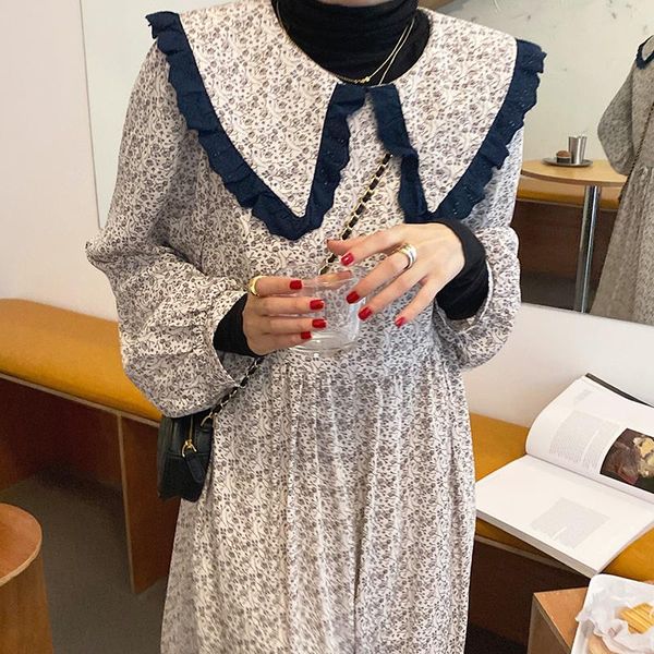 women's dress korean style young big lapel lace stitching high waist loose up long floral for women casual dresses, Black;gray
women's dress korean style young big lapel lace stitching high waist loose up long floral for women casual dresses, Black;gray