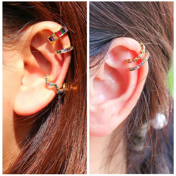 est fake mix color cubic zirconia ear clip simple gold aperture earrings women fashion cz jewelry circle cuff hoop & huggie, Golden;silver
est fake mix color cubic zirconia ear clip simple gold aperture earrings women fashion cz jewelry circle cuff hoop & huggie, Golden;silver