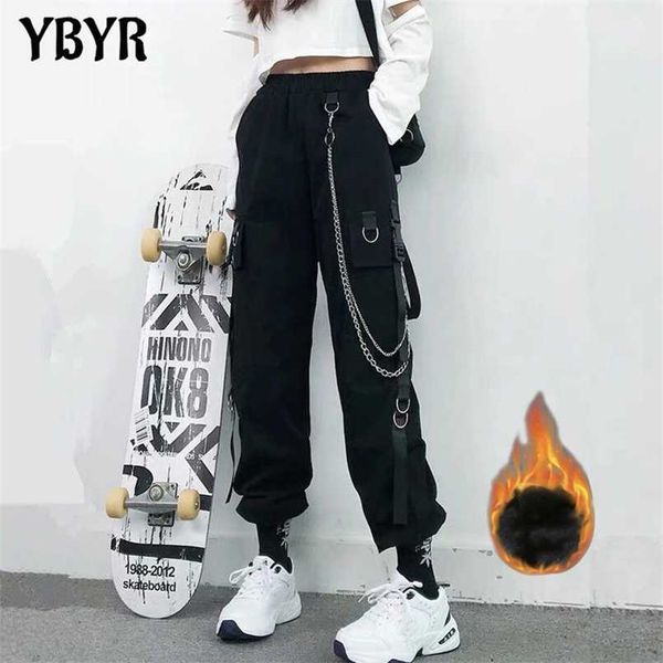 women cargo pants harem pants fashion punk pockets jogger trousers with chain harajuku elastics high waist streetwear 211101, Black;white
women cargo pants harem pants fashion punk pockets jogger trousers with chain harajuku elastics high waist streetwear 211101, Black;white