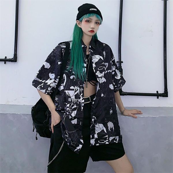 women's blouses & shirts harajuku style dark student personality fried street collar short-sleeved shirt summer trend fashion ladies, White
women's blouses & shirts harajuku style dark student personality fried street collar short-sleeved shirt summer trend fashion ladies, White