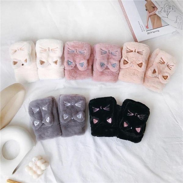 five fingers gloves winter women outdoor cartoon cats flip half finger thicken warm mittens, Blue;gray
five fingers gloves winter women outdoor cartoon cats flip half finger thicken warm mittens, Blue;gray