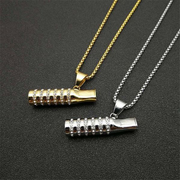 arrival 316l stainless steel chain with gold color iced out cigarette holder pendant necklace for men hip hop jewelry necklaces, Silver
arrival 316l stainless steel chain with gold color iced out cigarette holder pendant necklace for men hip hop jewelry necklaces, Silver