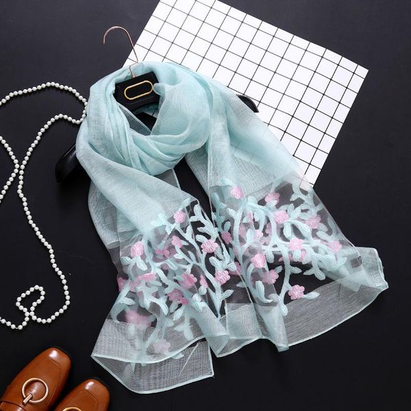 scarves spring summer lady silky embroidered flower sun protection shawl long cape female scarf korean style fashion simple echarpe, Blue;gray
scarves spring summer lady silky embroidered flower sun protection shawl long cape female scarf korean style fashion simple echarpe, Blue;gray