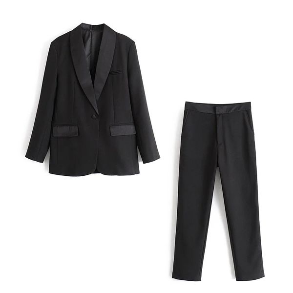 vintage elegant women black pant suits fashion pockets single button notched blazers zipper fly straight long pants chic suits 210520, White
vintage elegant women black pant suits fashion pockets single button notched blazers zipper fly straight long pants chic suits 210520, White