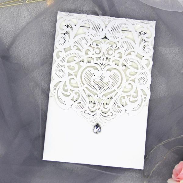 greeting cards 20pcs elegant laser cut wedding invitations with diamods lace engagement invites for party birthday decoration
greeting cards 20pcs elegant laser cut wedding invitations with diamods lace engagement invites for party birthday decoration