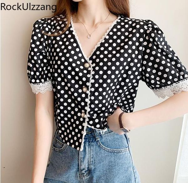 women's blouses & shirts v neck puff short sleeve patchwork lace cute dot chiffon pearls button up shirt ladies summer boho crop el, White
women's blouses & shirts v neck puff short sleeve patchwork lace cute dot chiffon pearls button up shirt ladies summer boho crop el, White