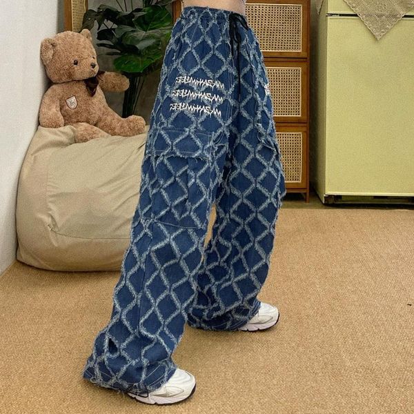 women's jeans homemade lattice hole dad street high hip hop handsome boyfriend wind overalls women, Blue
women's jeans homemade lattice hole dad street high hip hop handsome boyfriend wind overalls women, Blue