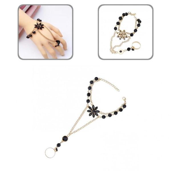 bangle sturdy stylish flower shape finger ring bracelet women chain smooth surface for dating, Black
bangle sturdy stylish flower shape finger ring bracelet women chain smooth surface for dating, Black