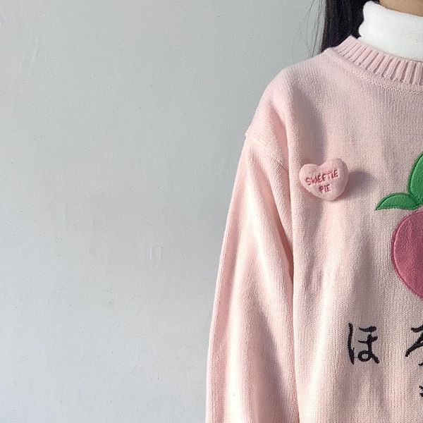 kawaii embroidery pink knitted pullover women sweater japanese cute loose round neck teen girl jumper winter sweet femme pull, White;black
kawaii embroidery pink knitted pullover women sweater japanese cute loose round neck teen girl jumper winter sweet femme pull, White;black