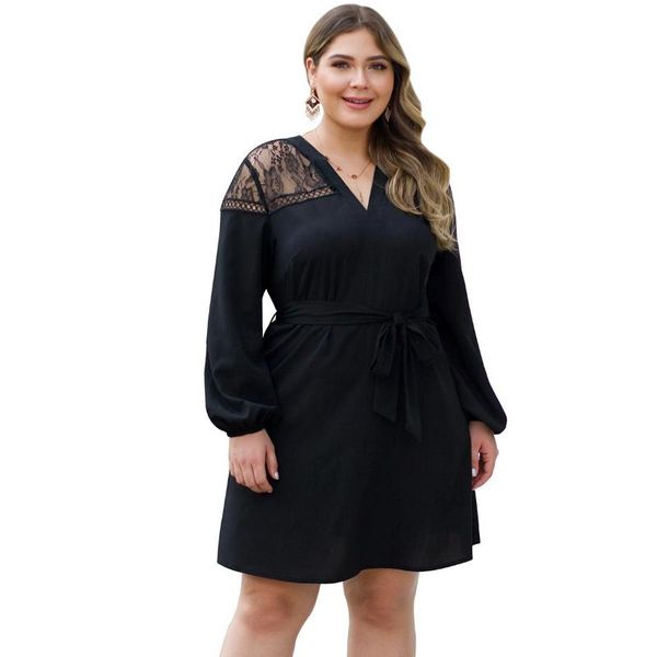 casual dresses women plus size 4xl 5xl lace dress v neck black large long sleeve office lady 2021 autumn big, Black;gray
casual dresses women plus size 4xl 5xl lace dress v neck black large long sleeve office lady 2021 autumn big, Black;gray