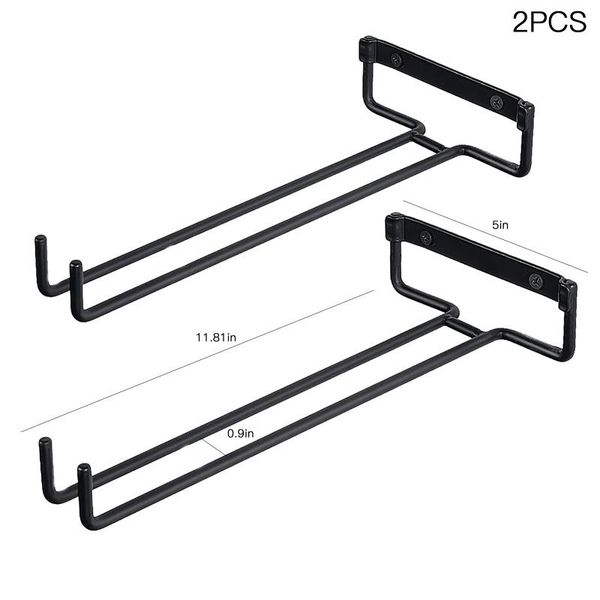 home storage holders racks kitchen restaurant wall mounted wine glass metal rack 2/4 pc hooks & rails
