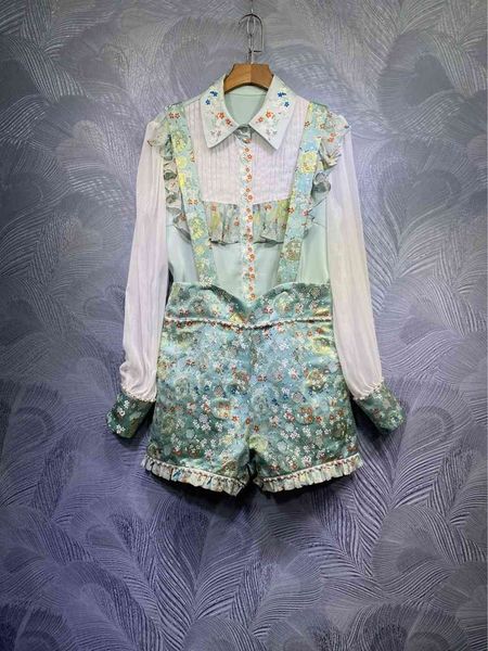 two piece dress european and american spring high-quality printed ruffled stitching shirt + suspender shorts suit 39k8, White
two piece dress european and american spring high-quality printed ruffled stitching shirt + suspender shorts suit 39k8, White