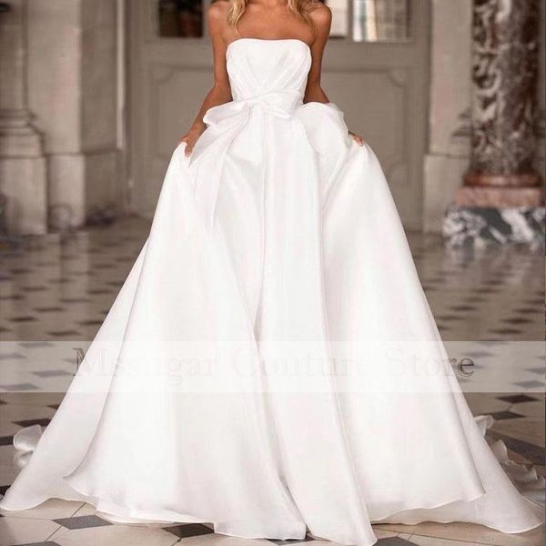 other wedding dresses 2021 luxury strapless a-line party bow satin inform bridal gowns custom made for women, White
other wedding dresses 2021 luxury strapless a-line party bow satin inform bridal gowns custom made for women, White