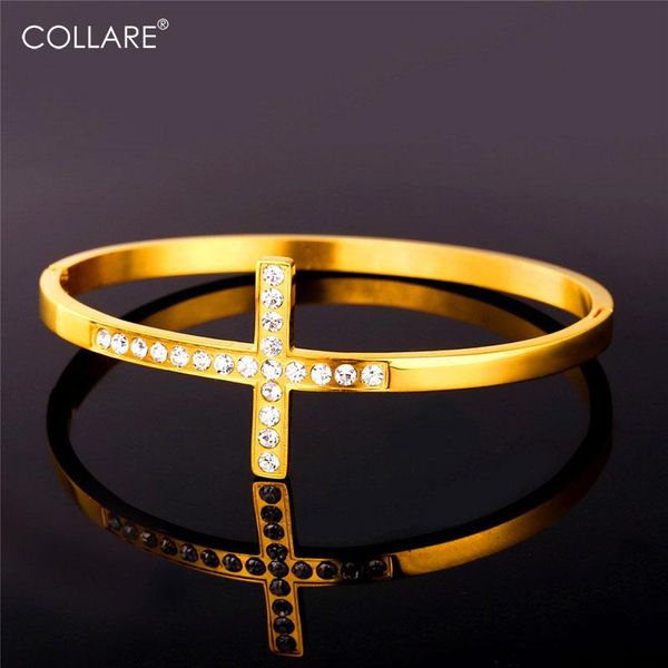 collare sideways cross bangle for women rhinestone crystal jewelry 316l stainless steel gold/silver color christian bangles h210, Black
collare sideways cross bangle for women rhinestone crystal jewelry 316l stainless steel gold/silver color christian bangles h210, Black