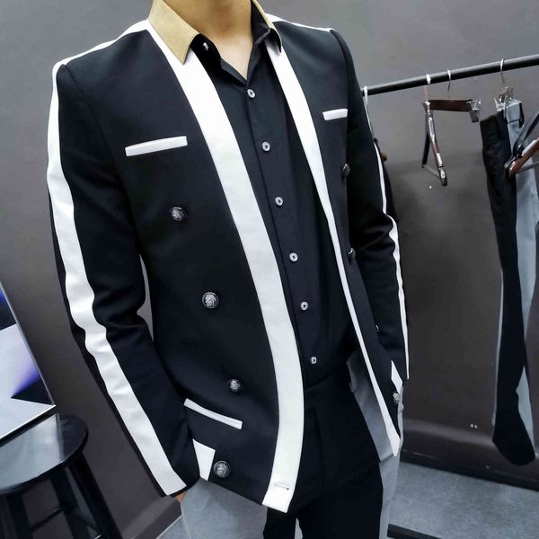 men's suits & blazers 2021 casual fashion men's suit jacket fitness club four seasons, White;black
men's suits & blazers 2021 casual fashion men's suit jacket fitness club four seasons, White;black