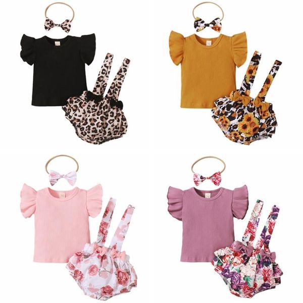clothing sets summer baby girls casual flare sleeve t-shirt +floral print strap shorts+headband suits costume set, White
clothing sets summer baby girls casual flare sleeve t-shirt +floral print strap shorts+headband suits costume set, White