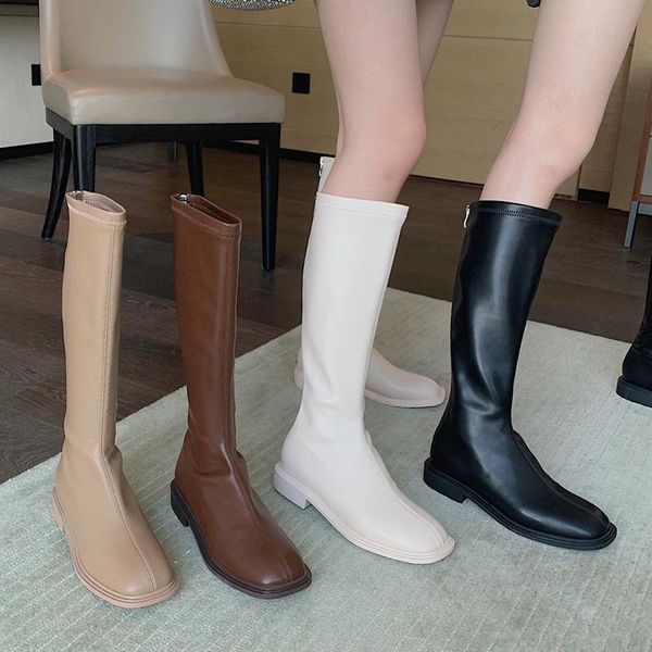boots 2021 winter elegant women knee high square toe beige flat heels zippers long boot lady soft leather thigh shoes, Black
boots 2021 winter elegant women knee high square toe beige flat heels zippers long boot lady soft leather thigh shoes, Black