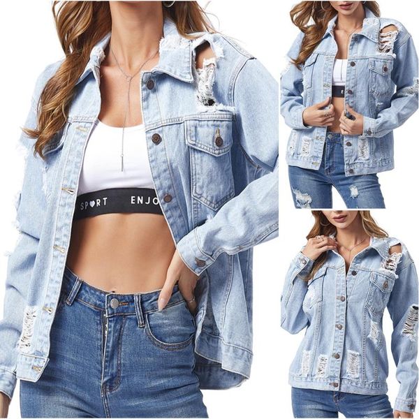 womens demin coat fashion street hole long sleeve pocket winter spring jacket ripped casual female outwear women's jackets, Black;brown
womens demin coat fashion street hole long sleeve pocket winter spring jacket ripped casual female outwear women's jackets, Black;brown