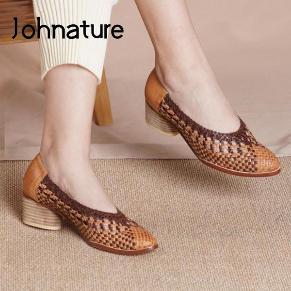 dress shoes johnature retro pumps women genuine leather pointed toe mixed colors 2021 spring/autumn handmade weave ladies, Black
dress shoes johnature retro pumps women genuine leather pointed toe mixed colors 2021 spring/autumn handmade weave ladies, Black