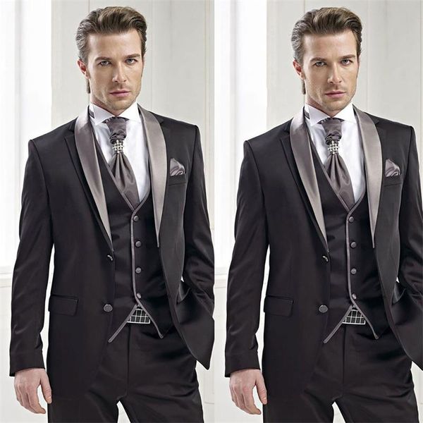men's suits & blazers 3 piece black men silver lapel wedding tuxedo customized fit party modern fashion coat+pant+vest, White;black
men's suits & blazers 3 piece black men silver lapel wedding tuxedo customized fit party modern fashion coat+pant+vest, White;black